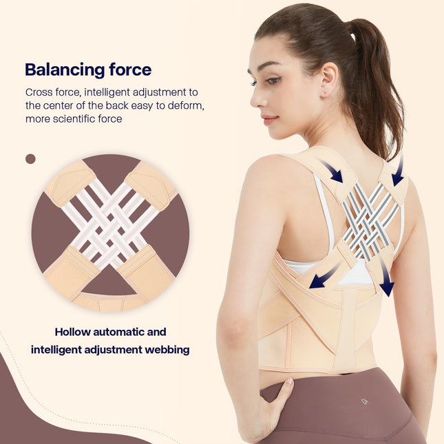 Back Brace Posture Corrector for Women and Men,Instant Posture Corrector Adjustable Back Full Support Straightene Beige
