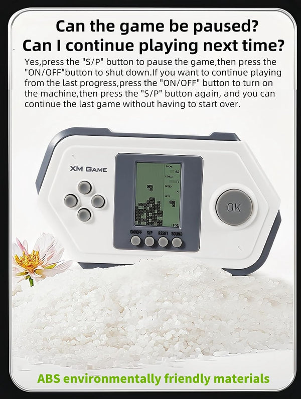 Retro Block Game Console Cool Shape 26 Brick Games Silicone Button Powered by 2*AAA Batteries Speed/Difficulty Can Be Adjusted Handheld Game Toy