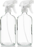 Large Clear Glass Spray Bottles, Empty, Refillable, Water, Fine Mist 16 oz