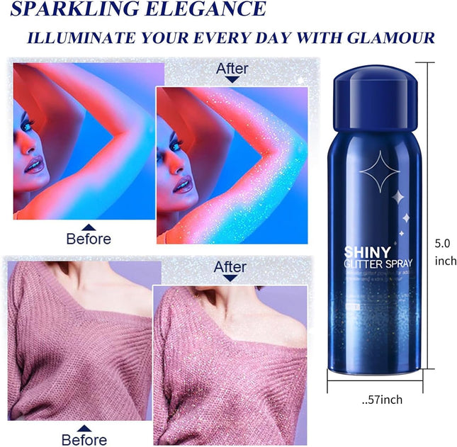 Body Glitter Spray for Hair and Body, Hairspray for Clothes, Long-Lasting Body S