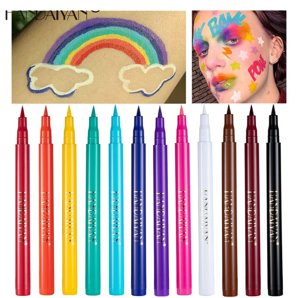 BestLand 12 Colors Matte Liquid Eyeliner Set Rainbow Colorful Neon Eyeliner Pencil Pigmented Waterproof Smudgeproof Long Lasting Gel Eye Liner