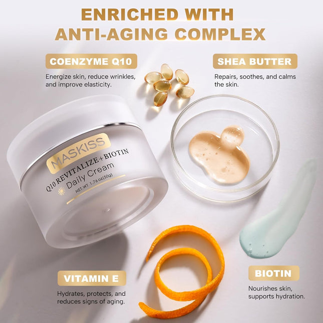 Q10 Anti-Wrinkle Face Cream, Unscented Anti-Aging Face Moisturizer for Sensitive