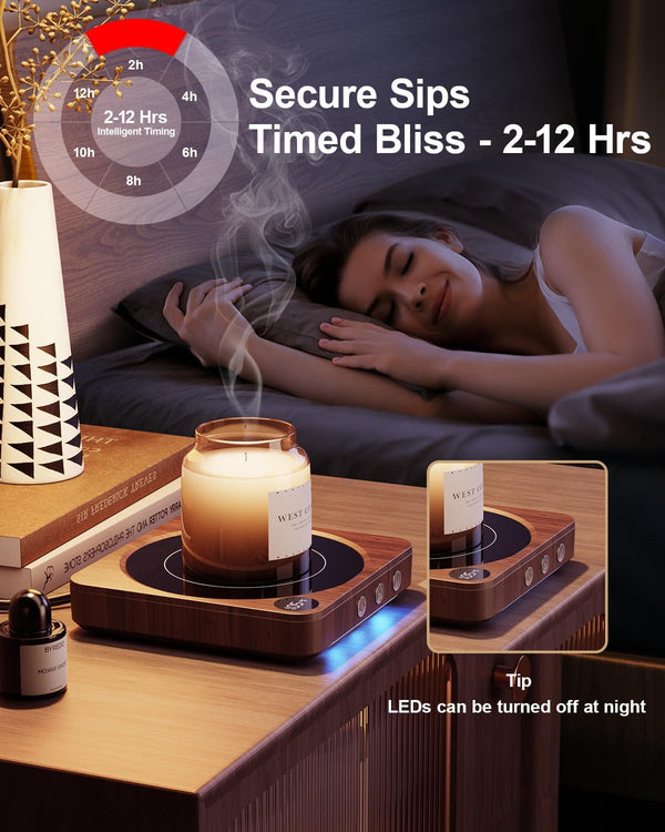 House Gem Mug Warmer - 36W Coffee Mug Warmer for Desk with Temperature Display, 2-12Hrs Auto Shut Off, Smart Candle Warmer - Ideal Coffee Gifts