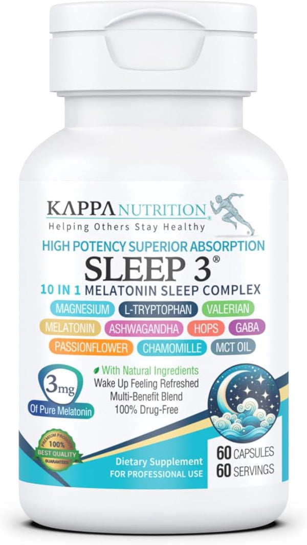 KAPPA NUTRITION Sleep 5, Sleep Aid, 5Mg of Melatonin, 60-Day Supply, Non-Habit Forming Vegan Capsules Natural Ingredients for Easier Bedtime,