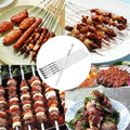 12PCS Kabob Skewers Flat Metal BBQ Barbecue Skewer 14" Long Stainless Steel Shish Kebob Sticks Wide Reusable Grilling Skewers Set for Meat Shrimp