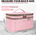 BAFAMYE Double Layer Travel Makeup Bag for Women, Large Cosmetic Case Organizer with Makeup Brush Compartment, Portable Train Case Make Up Bag for