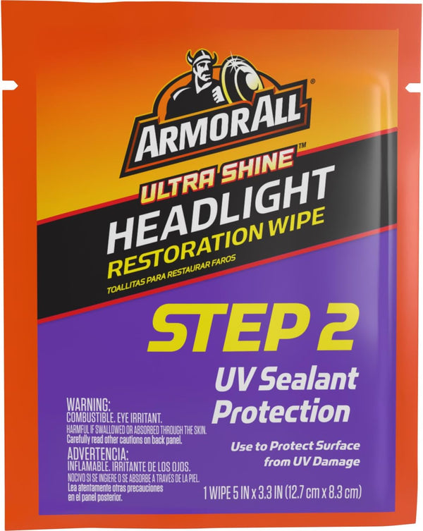 Armor All Car Headlights Cleaner Wipes , Cleaning Wipes for Headlights for Cars, Trucks, Mortocycles, 6 Wipes