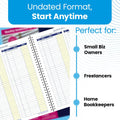 Adams Monthly Bookkeeping Record Book - 8.5" x 11" Spiral Bound 4 Column Ledger 128 Pages - Undated Accounting Ledger Book for Small Business,