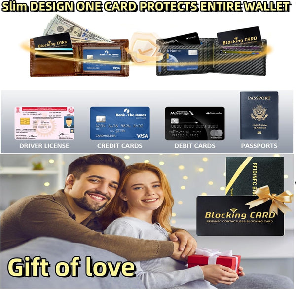Aigee RFID Blocking Cards 6 Pack, Contactless NFC Debit Credit Card Passport Protector, One Card Protects Entire Wallet for Men and Women, New