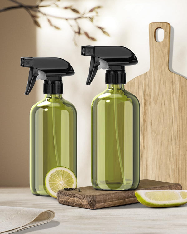 Glass Spray Bottle, Olive Green Glass Spray Bottle Set & Accessories for Non-Toxic Window Cleaners Aromatherapy Facial Hydration Watering Flowers