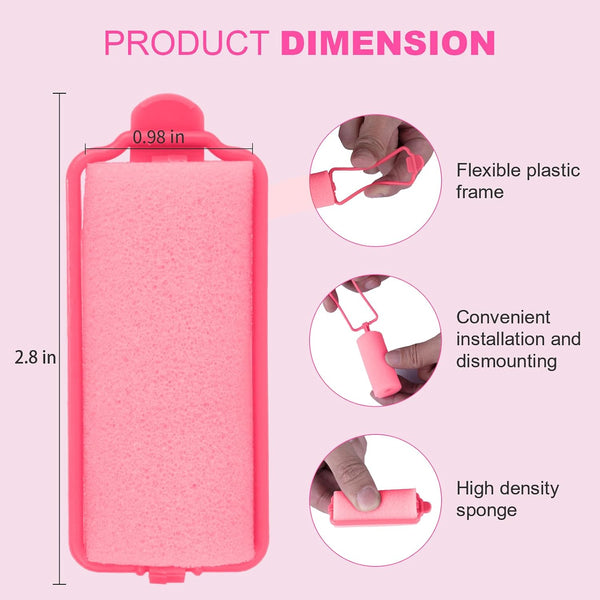 36-Pack Soft Foam Hair Rollers for Overnight Styling - Flexible Sponge Curlers for Frizz-Free, Damage-Free Curls (Pink, 0.98 Inch) 2.8x0.98inch-Pink