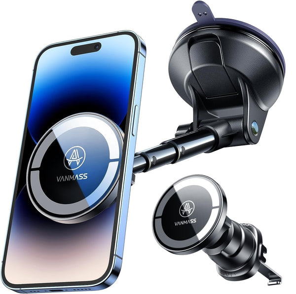 [Military-Grade]Vanmass for Magsafe Car Mount [2025 Upgraded Strongest Magnets] Magnetic Phone Holder Suction Cell Stand for Dashboard Windshield