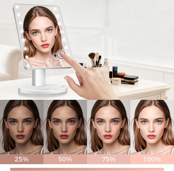 KOOKIN Makeup Mirror with Lights, Touch-Control Dimming Desk Mirror, White