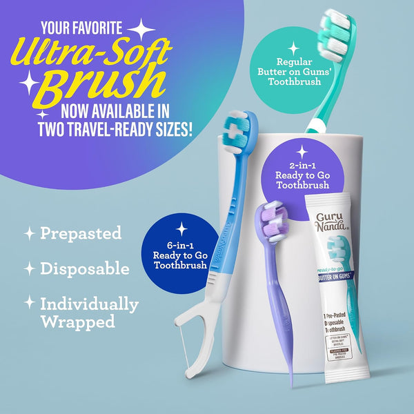 GuruNanda Butter On Gums Toothbrush, ADA Accepted Manual Toothbrushes with 8000+ Ultra Soft Softex Bristles for Sensitive & Receding Gums, Perfect