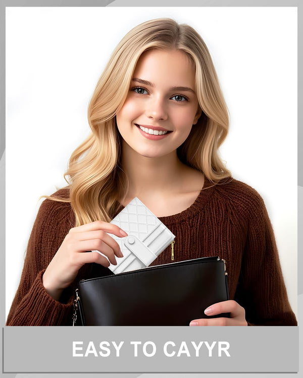 Womens Wallet, RFID Small Slim Wallets for Women, Compact Credit Card Holder, Cute Leather Bifold Ladies Purse with Zipper Coin Pocket and ID