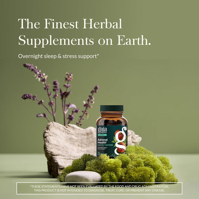 Gaia Herbs Adrenal Health Nightly Restore - Herbal Supplement with Ashwagandha, 