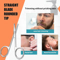 Facial Hair Small Grooming Scissors For Men Women - Eyebrow, Nose Hair, Mustache, Beard, Eyelashes, Ear Trimming Kit - Curved and Rounded Safety