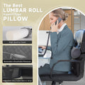 Lumbar Roll Pillow for Lower Back, Lumbar Support Foam Roll Cushion with Pillowcase and Upgraded Strap for Office, Chair, Car, Seat Pain Relief &