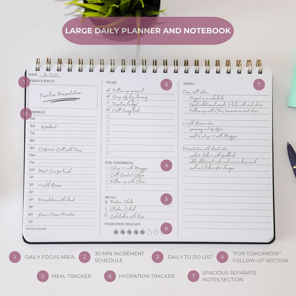 Undated Daily Planner | 8.25Ã¢ÂÂ X 11.75Ã¢ÂÂ Work To-Do Notebook | ADHD Academic Organizer | Multi-Layout | Men and Women Planner | College
