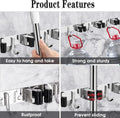 Acemining 5 Racks and 4 Hooks Mop and Broom Holder Wall Mount, Broom Organizer Storage Tool Racks Stainless Steel Heavy Duty Hooks Self Adhesive