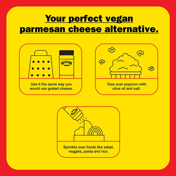 Bragg Premium Nutritional Yeast Seasoning - Vegan, Gluten Free – Good Source of Protein & Vitamins – Nutritious Savory Parmesan Cheese Substitute