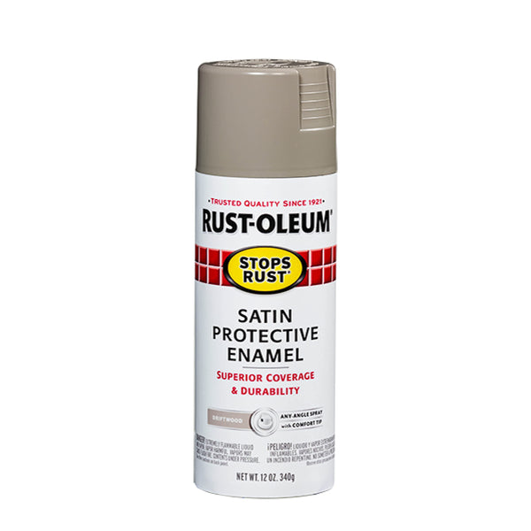 Rust-Oleum 365143 Stops Rust Spray Paint, 12 oz, Satin Driftwood Satin Driftwood 12 Ounce (Pack of 1) Satin