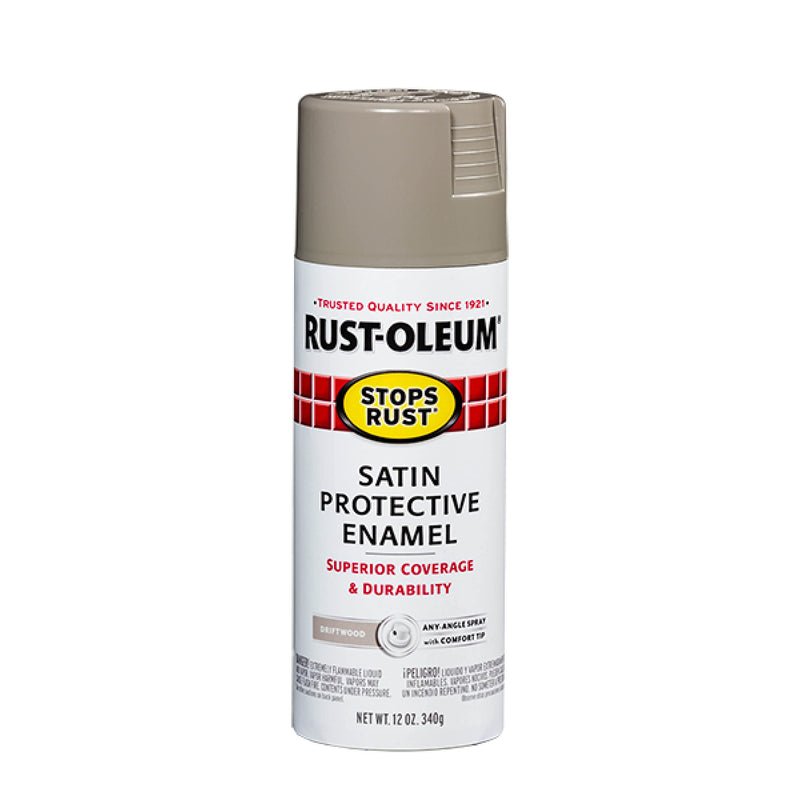 Rust-Oleum 365143 Stops Rust Spray Paint, 12 oz, Satin Driftwood Satin Driftwood 12 Ounce (Pack of 1) Satin