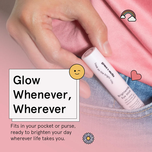 Grace & Stella under Eye Brightener Balm Stick - Caffeine Eye Cream for Dark Circles, Puffiness, Wrinkles - Moisturizer Stick with Niacinamide,