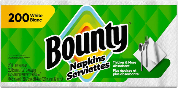 Bounty Paper Napkins, White, 200 Count, Packaging may vary 200 Count (Pack of 1)