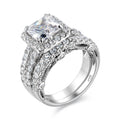 Wuziwen Wedding Ring Sets Princess Cut Engagement Rings for Women Sterling Silver Cubic Zirconia Moissanite Women's Bridal Ring Band Set