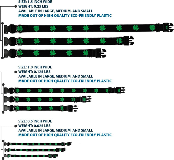 Buckle-Down 6-9" St. Pat'S Black/Green Plastic Clip Collar, Narrow Small 1/2" Wide - Fits 6-9" Neck - Small