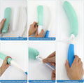 15.35" Back Bath Brush with Sponge,Back Scrubber Bath Mesh with Curved Long Handle Bath Body Brush for Elderly Aid Bathing and Shower Black+Pink