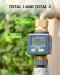 RAINPOINT Water Flow Meter with Brass Inlet & Outlet, 180° Screen-Flip Water Meter, Measure Gallon/Liter Consumption for RV Filling, Garden