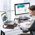 HUANUO Monitor Riser for Desk, Laptop Stand with Vented Steel Shelf, Black Black 1
