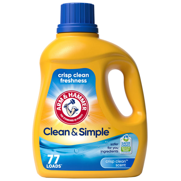 ARM & HAMMER Clean & Simple Liquid Laundry Detergent | Crisp Clean Scent, 77 Loads, 100.5 Fl oz Crisp Clean 100.5 Fl Oz (Pack of 1)