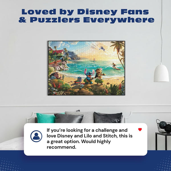 Ceaco - Thomas Kinkade Disney Lilo & Stitch 1000 Piece Jigsaw Puzzle, Premium Recycled Board, Made in USA, Includes Full-Color Poster, 26.75 x