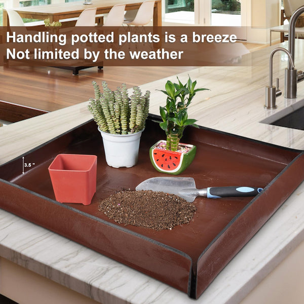 27"x 27" Repotting Mat for Indoor Plant Transplanting and Mess Control Foldable Waterproof Potting Tray-Easy to Clean Gardening Gifts for Plant