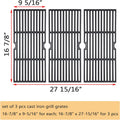 Gassaf 16 7/8" Grill Grates for Charbroil 463420508, 463420511, 463436214, 463440109 Gas Grill, Cast Iron Grates for Char Broil, Thermos, Master