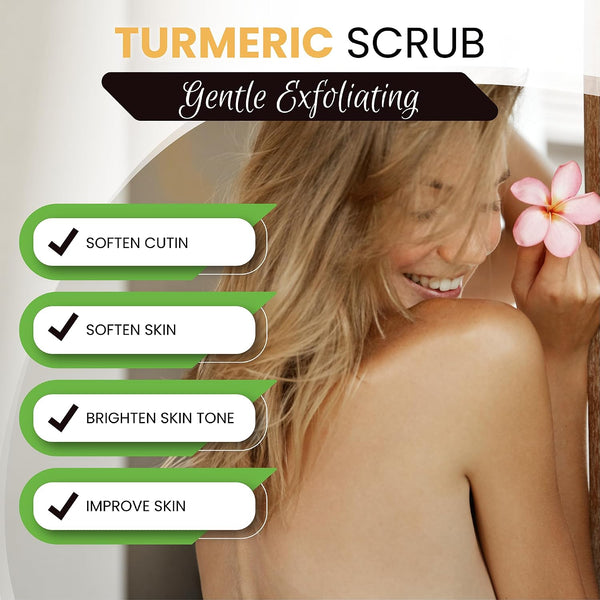 AMVital Turmeric Body Scrub, Face & Body Exfoliating Scrub, 7.8 oz | Weekly polish step • Shower skincare routine • Soft refreshed feel