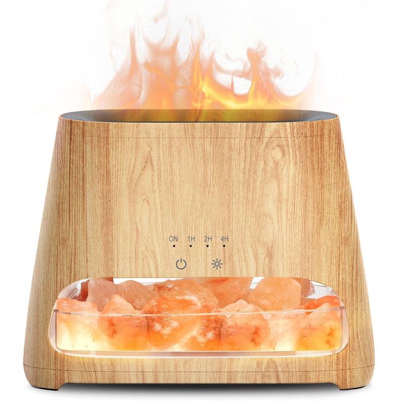 SALKING 2-In-1 Ultrasonic Essential Oil Diffuser & Himalayan Salt Lamp, Aromatherapy Diffuser Cool Mist Humidifier with Auto off Function, 100%