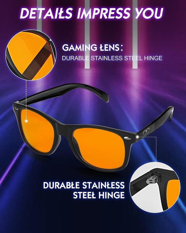 Blue Light Blocking Glasses Gaming- Filtering Computer Gaming Screen/TV/Phone UV Blue Ray Black Light Orange
