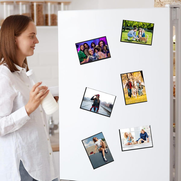 vivinin 12 Pack Magnetic Picture Frame, Magnetic Frame with Black Border, Magnetic Photo Frames for Refrigerator 4x6” Reusable, Refrigerator