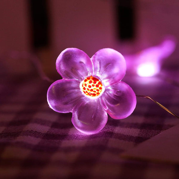 Flower String Lights，Fairy Pink Cherry Blossom String Lights 21ft 40 LEDs Waterproof USB Plug in Fun Room Lights for Spring, Nursery, Wedding,