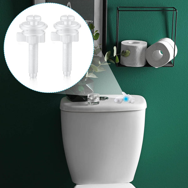 Jetec 2 Pieces Toilet Seat Screws Replacement Kit Plastic Bolts with Plastic Nuts and Washers Parts Kit for Fixing the Top Toilet Seat, White 2 White