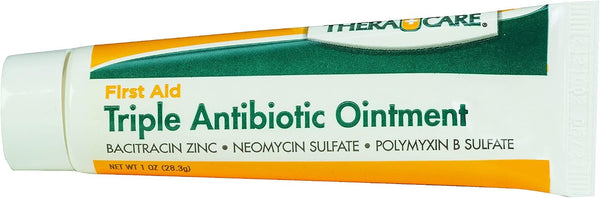 TheraCare Triple Antibiotic Ointment, 1 oz Tube | First Aid, Infection Protection for Minor Cuts, Scrapes & Burns, Bacitracin 1 Ounce