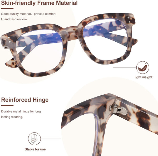 Madison Avenue Blue Light Blocking Glasses Oversized Fashion Blue Light Glasses for Women anti Eyestrain & UV Protection Computer Eyeglasses (Grey