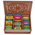 Twinings Tea Bag Sampler Variety with Brown Wooden Organizer (60 Tea Bags) 40 Different Flavors, Gift for Tea Lovers: Women, Men, Mom, Dad,