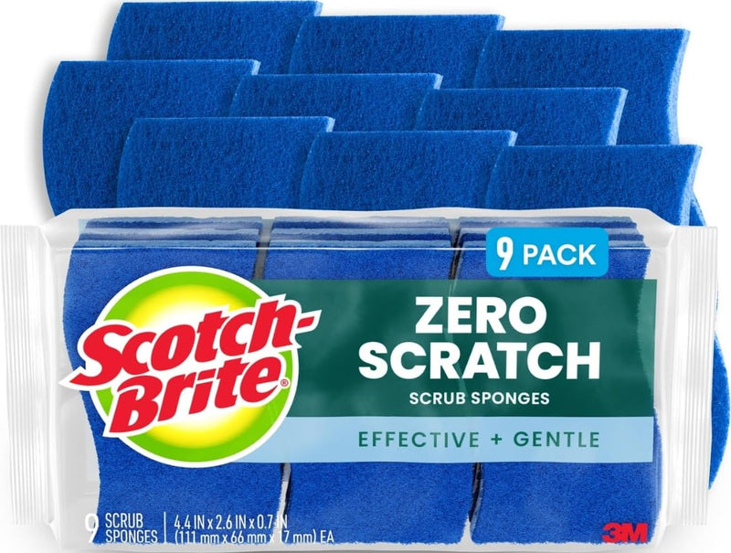 Scotch-Brite Zero Scratch Scrub Sponge, 9 Pack