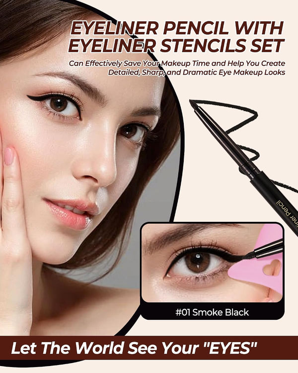 Black Eyeliner Pencil Retractable Gel Eye Liner Pencil Built in Sharpener Waterproof Smudge proof Waterline Eye Liner Pencils Smooth Creamy