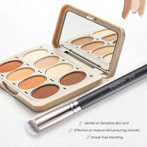 ENERGY Concealer Brush under Eye Mini Angled Flat Top Kabuki Nose Contour Brush for Concealing Blending Setting Buffing with Powder Liquid Cream